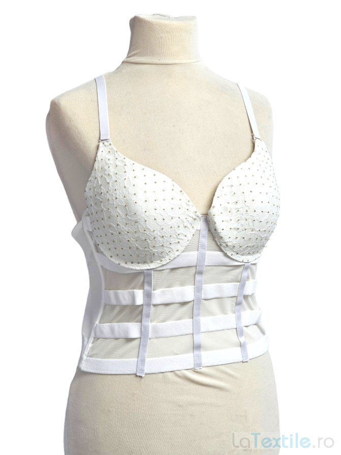 Corset modelator din satin cu cupe, Alb