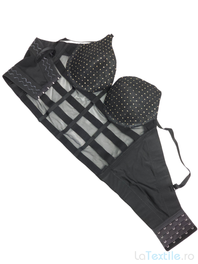 Corset modelator din satin cu cupe, Negru