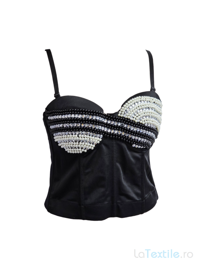 Corset modelator cu perlute cusute, Negru
