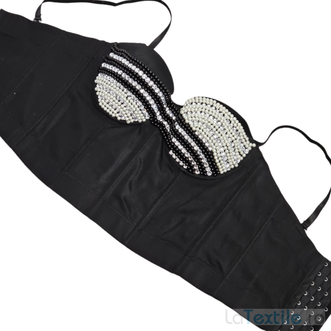 Corset modelator cu perlute cusute, Negru