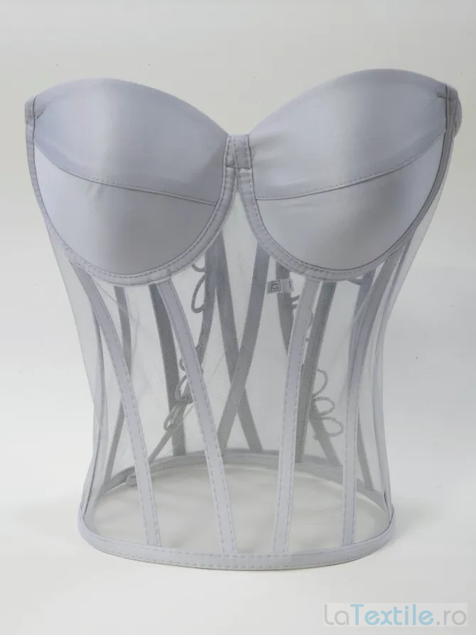 Corset modelator cu cupe, material satin, Gri