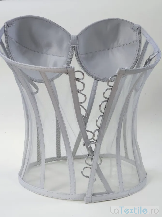 Corset modelator cu cupe, material satin, Gri