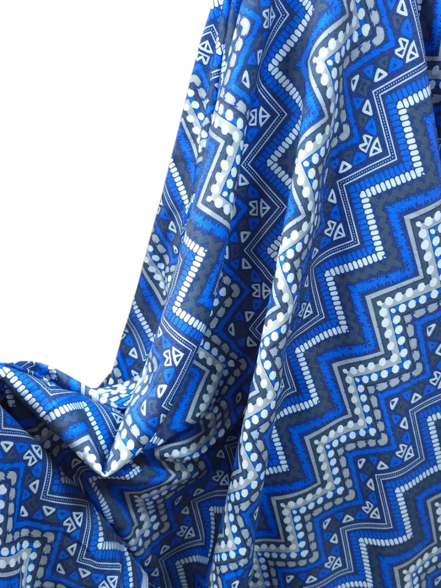 Blug subțire imprimat albastru si bleu tribal