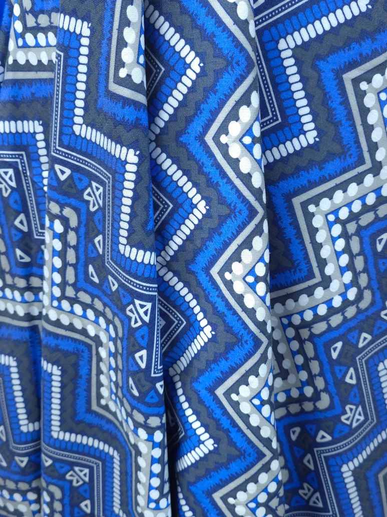 Blug subțire imprimat albastru si bleu tribal