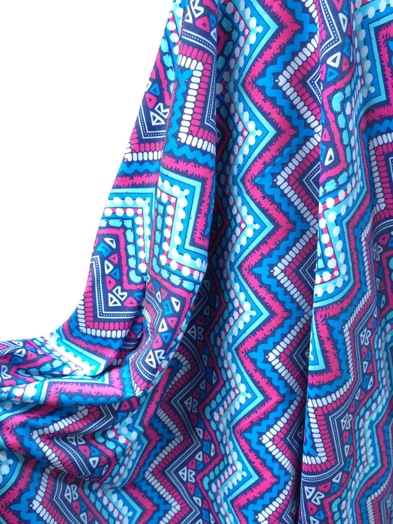 Blug subțire imprimat fuchsia & turcoaz tribal