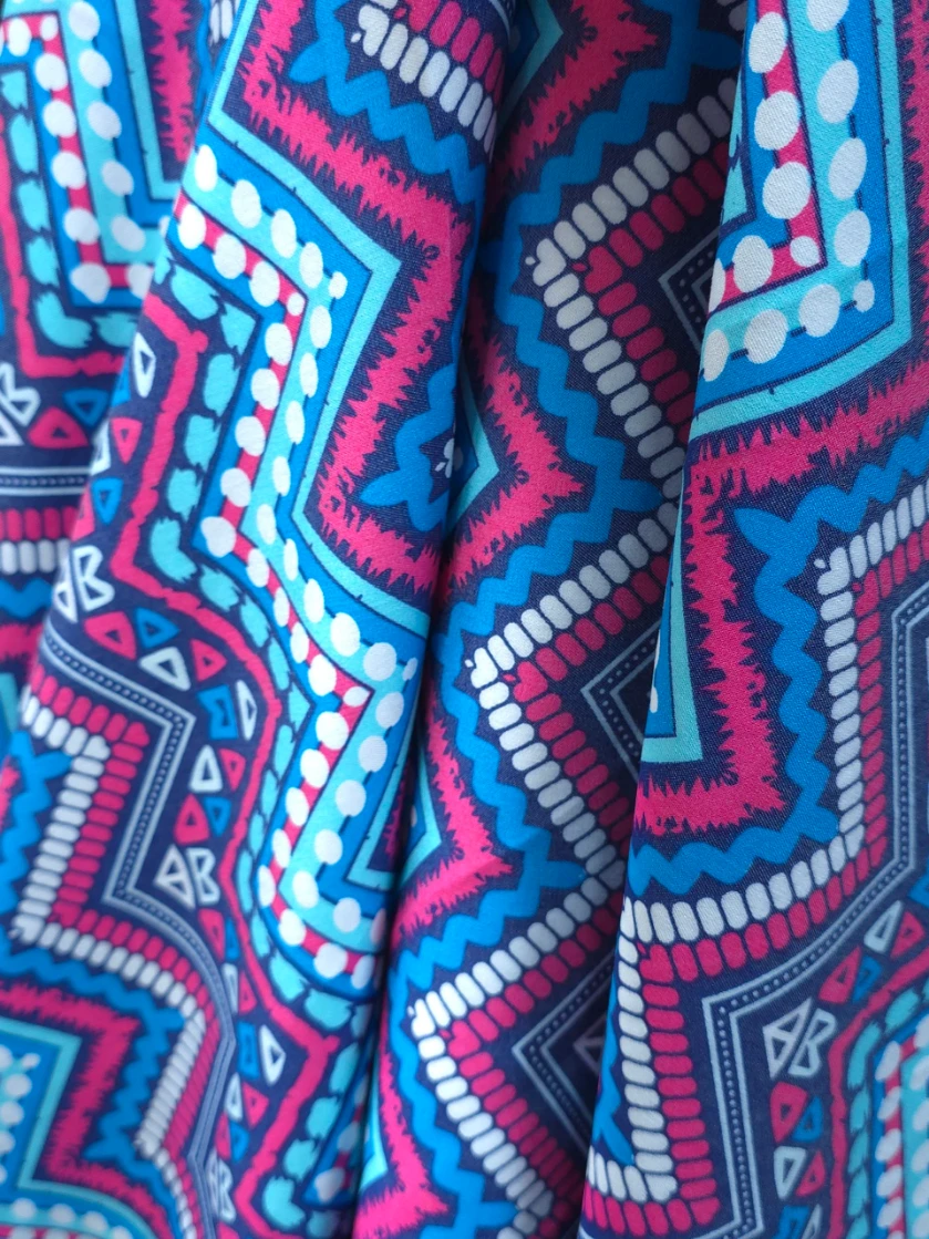 Blug subțire imprimat fuchsia & turcoaz tribal