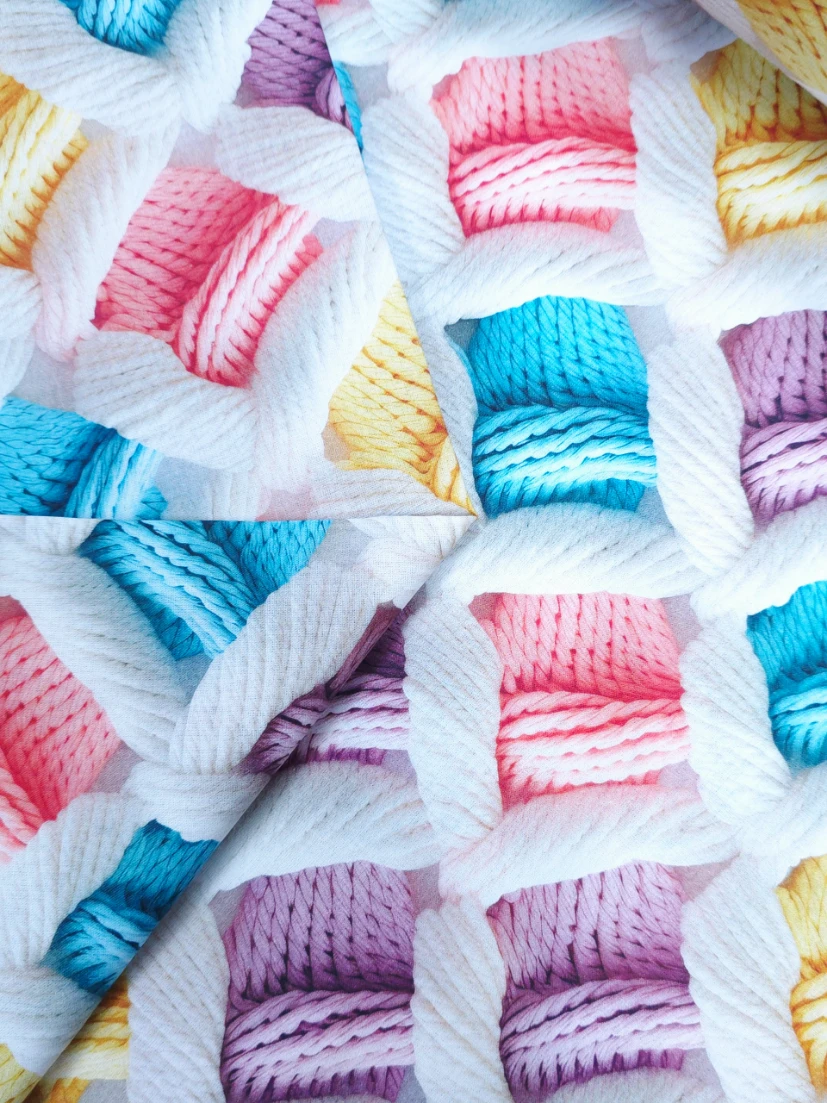 Bumbac imprimat digital fire tricotat multicolor