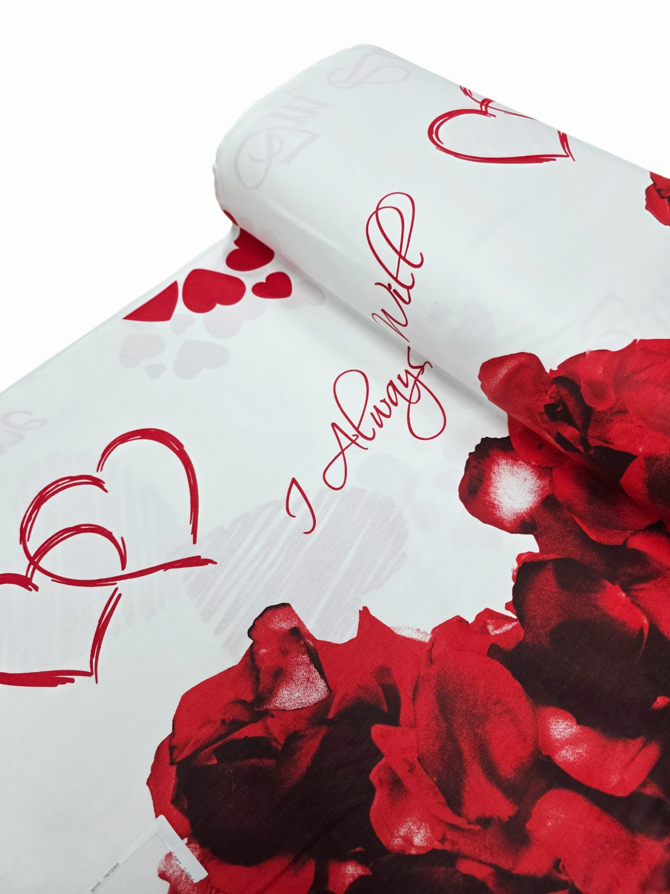 Bumbac satinat Ranforce Inimioare print cu bordura