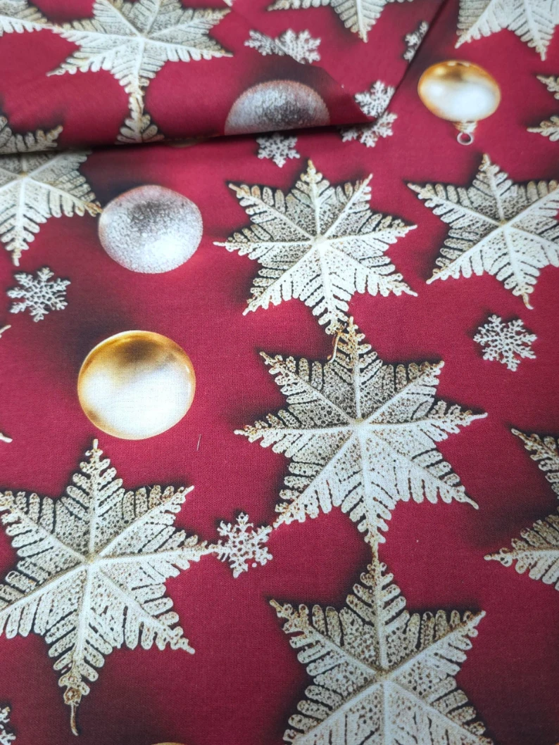 Bumbac lenjerie imprimeu digital Craciun stelute