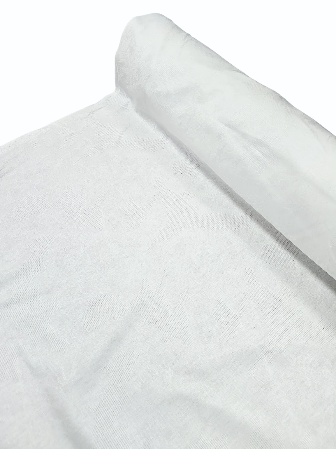 Material Damasc fața de masa alb imprimeu floral