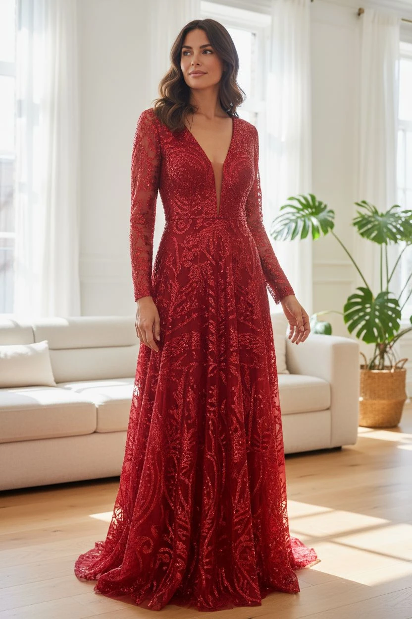 Broderie brodata cu margele rosie