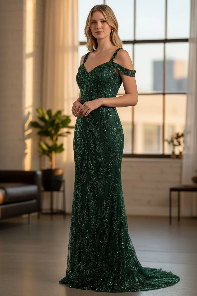 Broderie brodata cu margele verde smarald