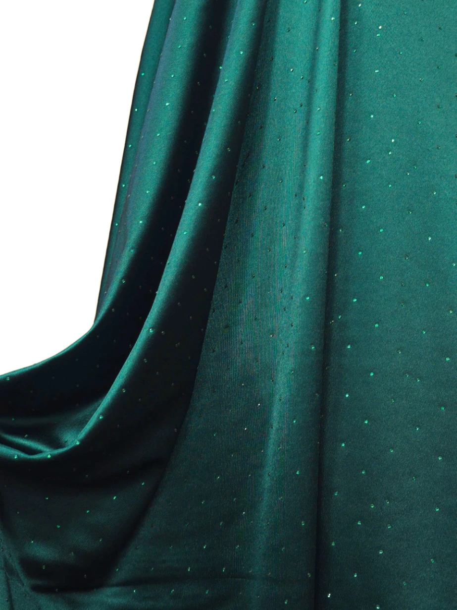 Lycra verde smarald cu strasuri
