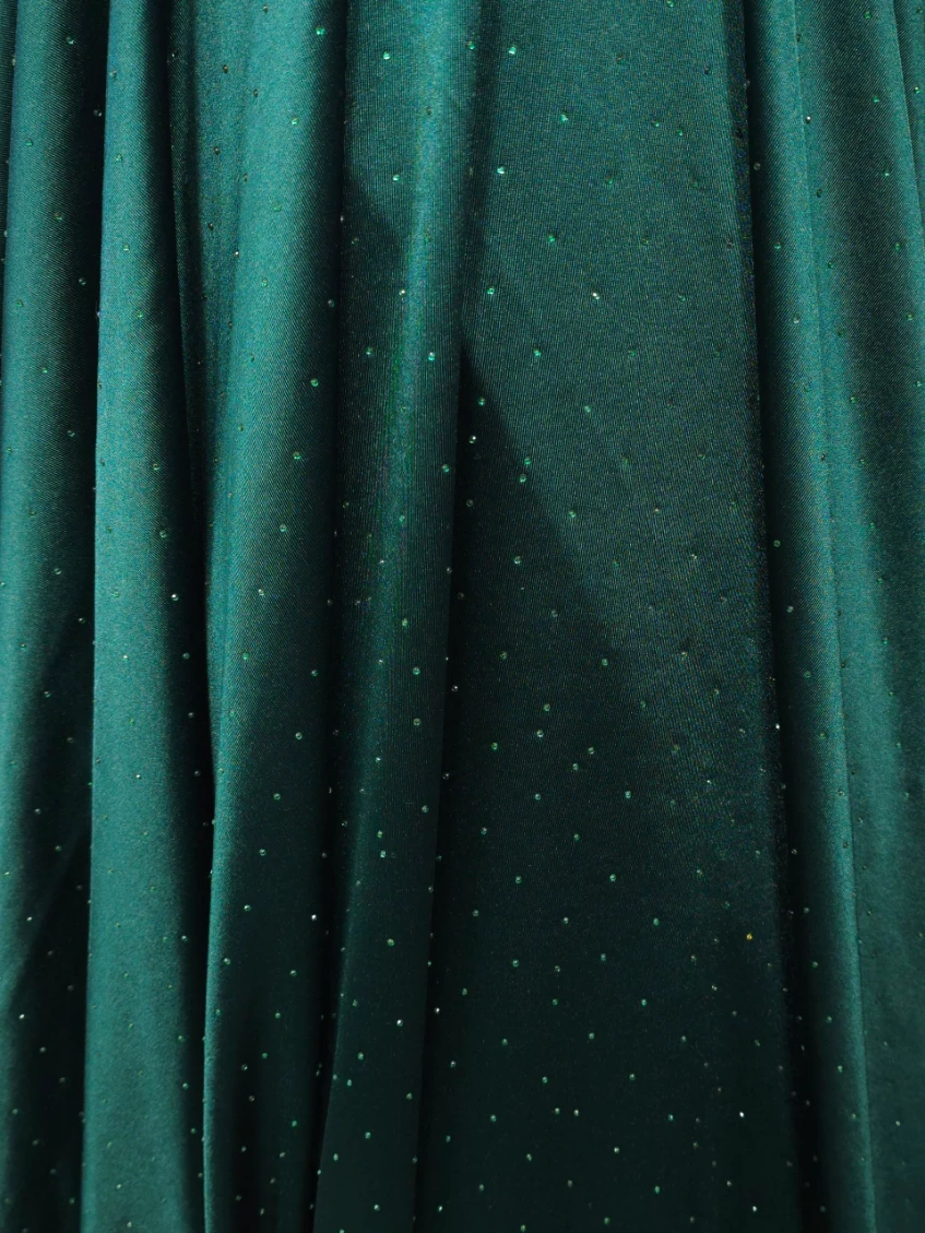 Lycra verde smarald cu strasuri