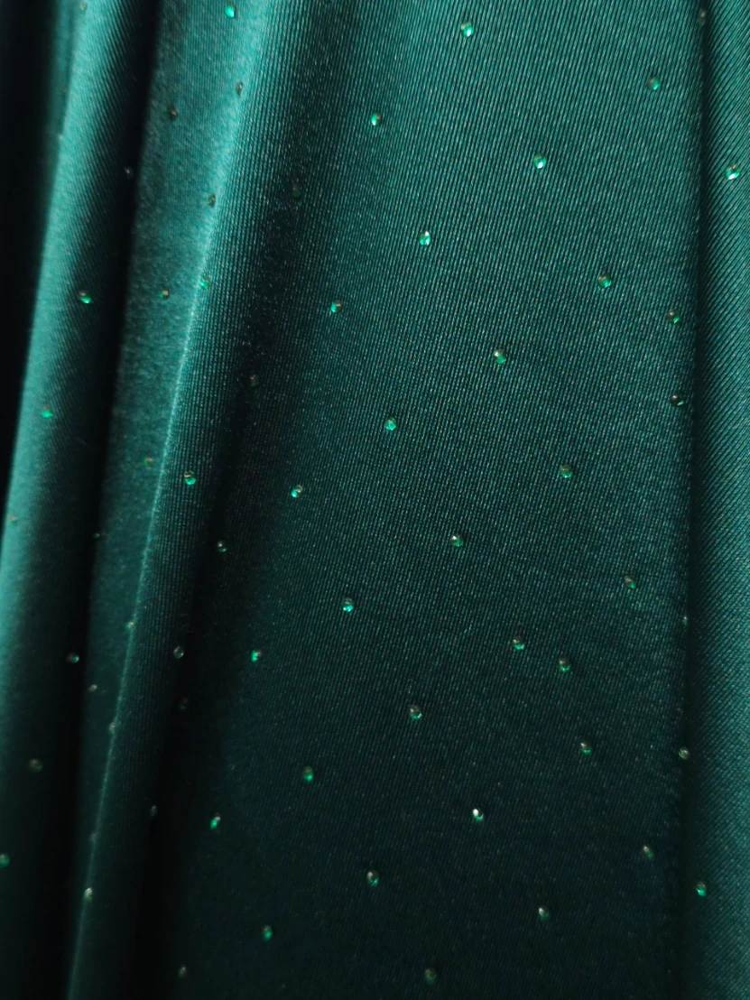 Lycra verde smarald cu strasuri