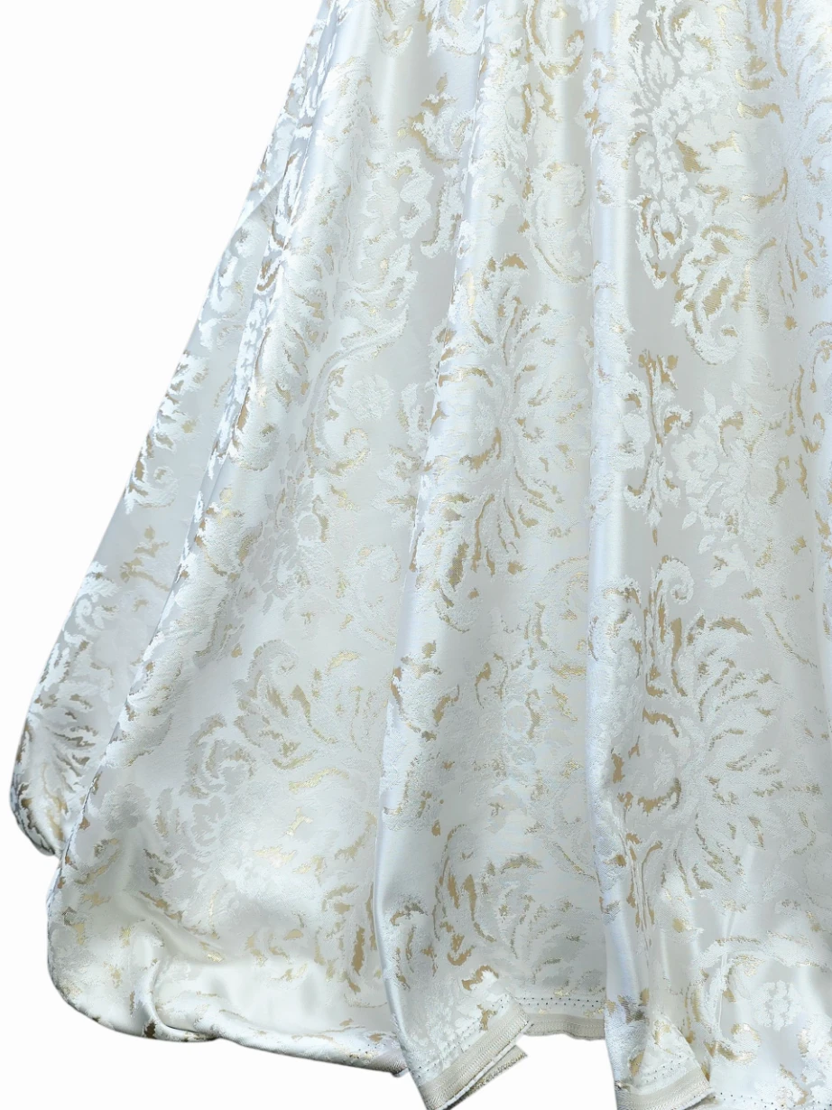 Material draperie jacquard barok ivoire cu model auriu
