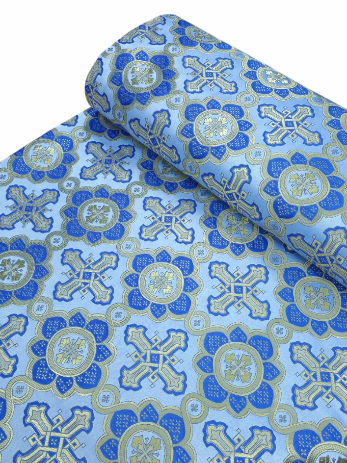 Material preotesc bleu cu broderie albastra