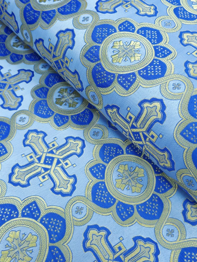 Material preotesc bleu cu broderie albastra