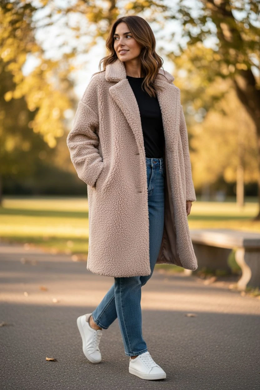 Stofa boucle groasa bej-roze