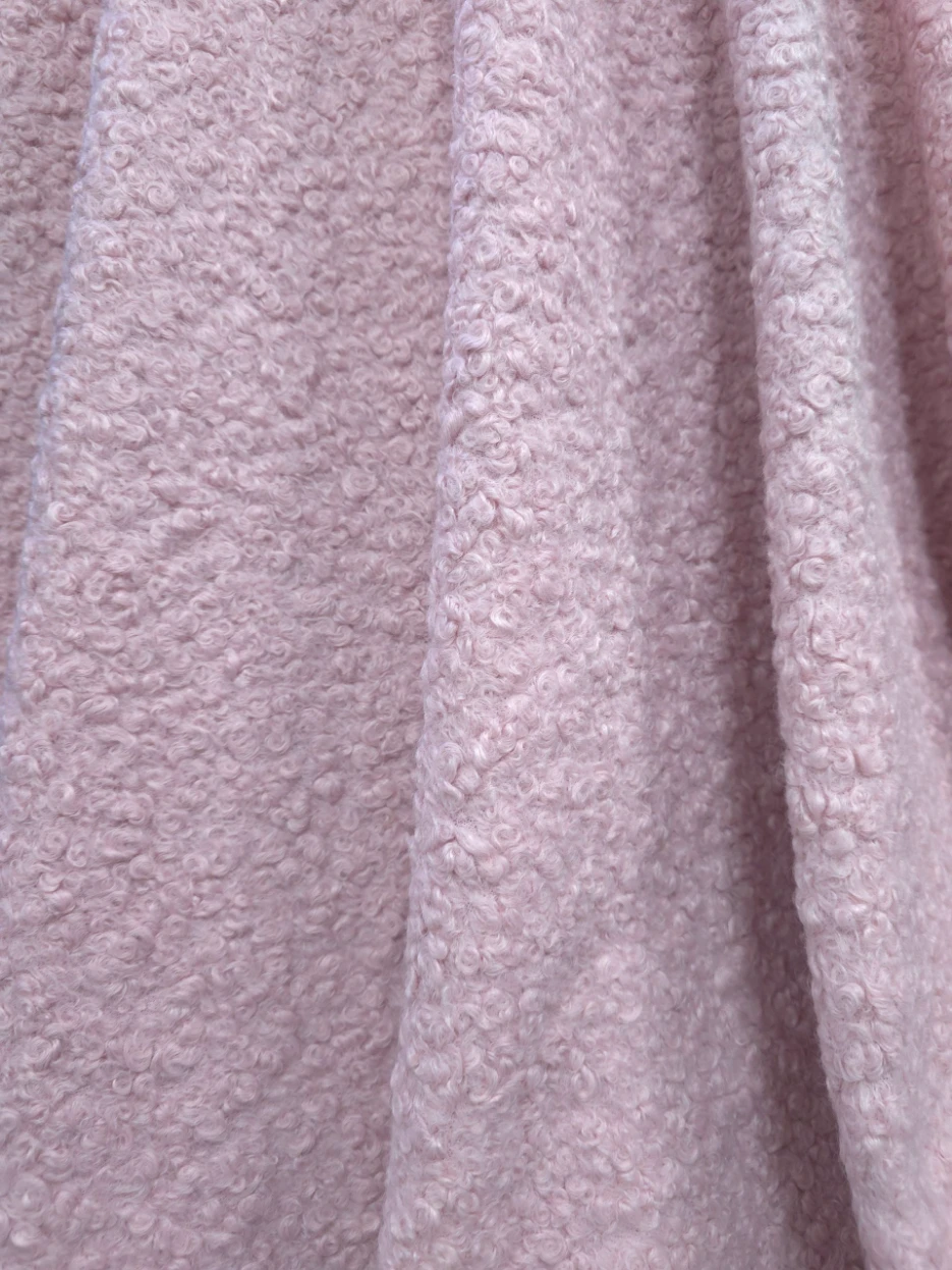 Stofa boucle groasa roz-prafuit