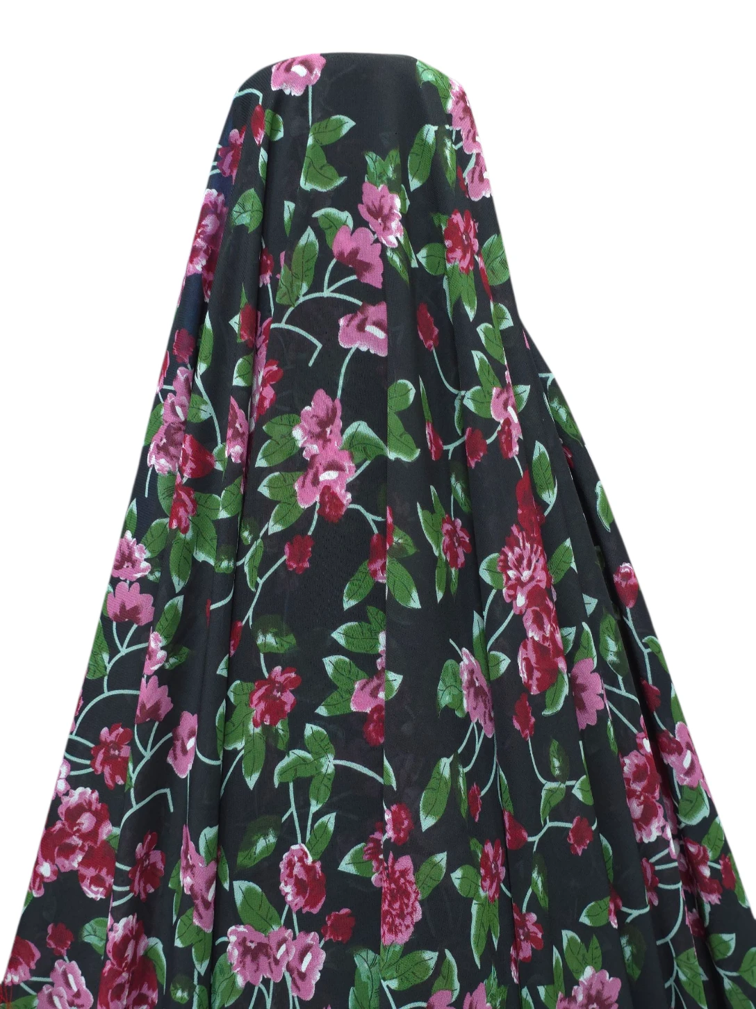 Voal negru cu floricele roz
