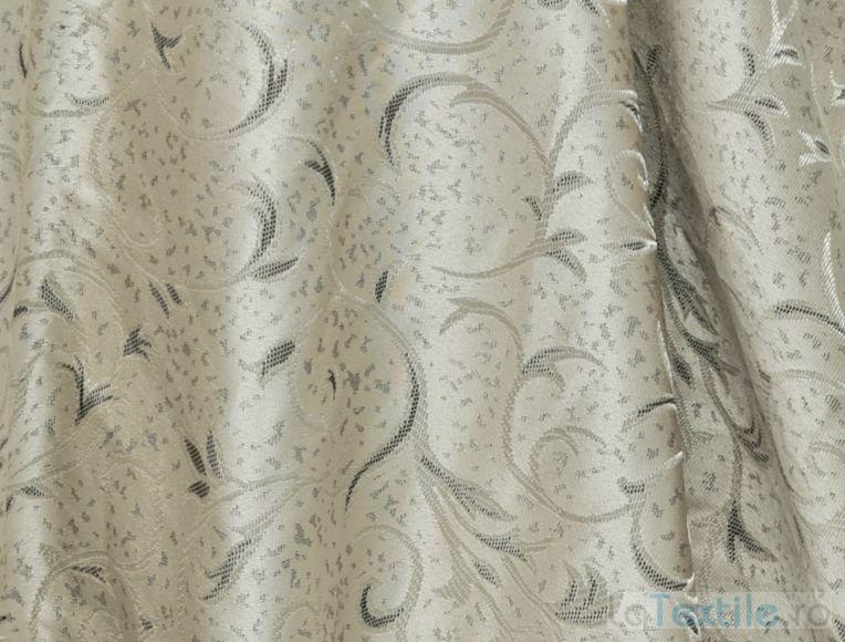 Material draperie bej cu model ramurele gri