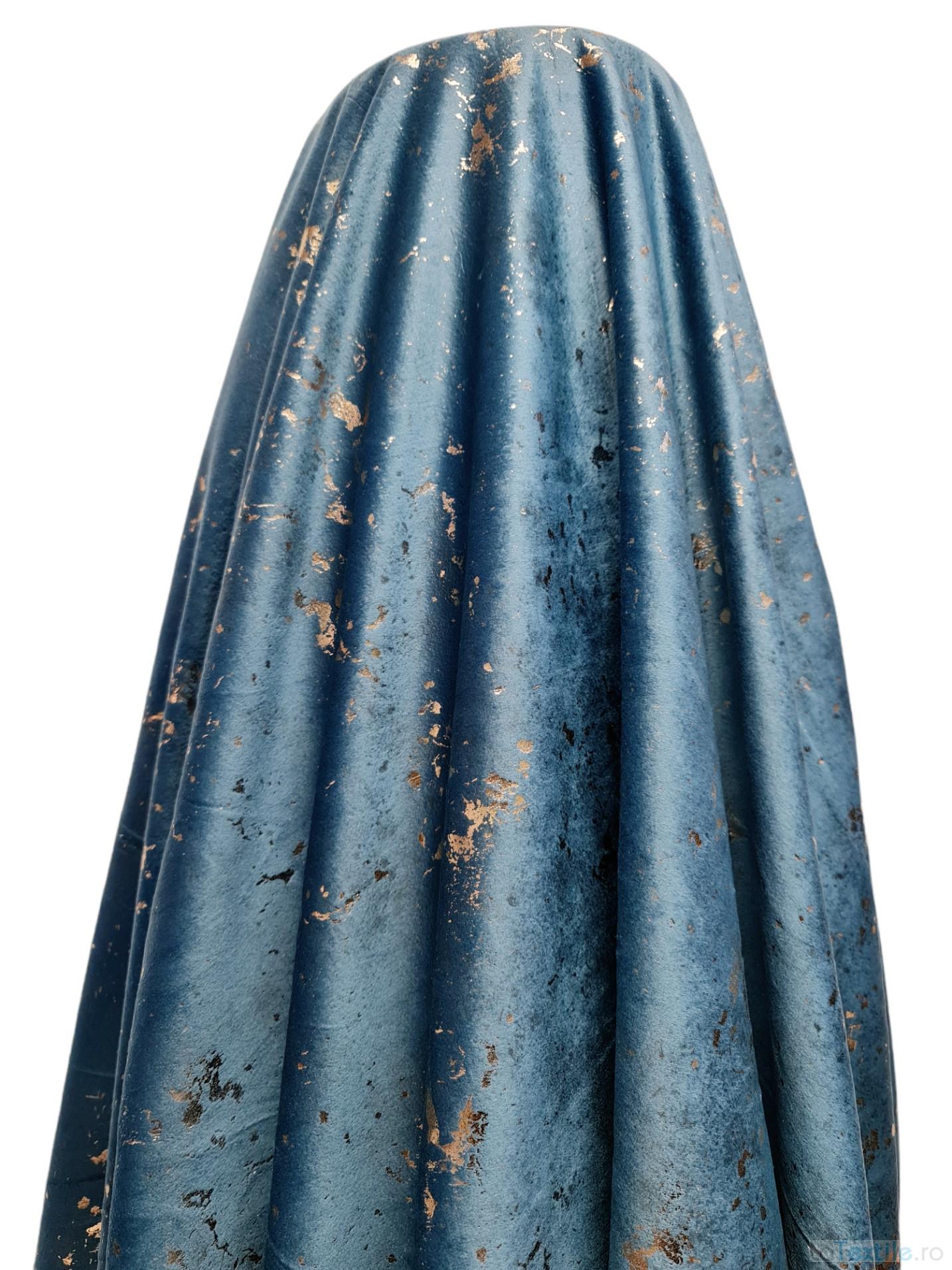 Draperie catifea Glamour turcoaz cu insertii aurii