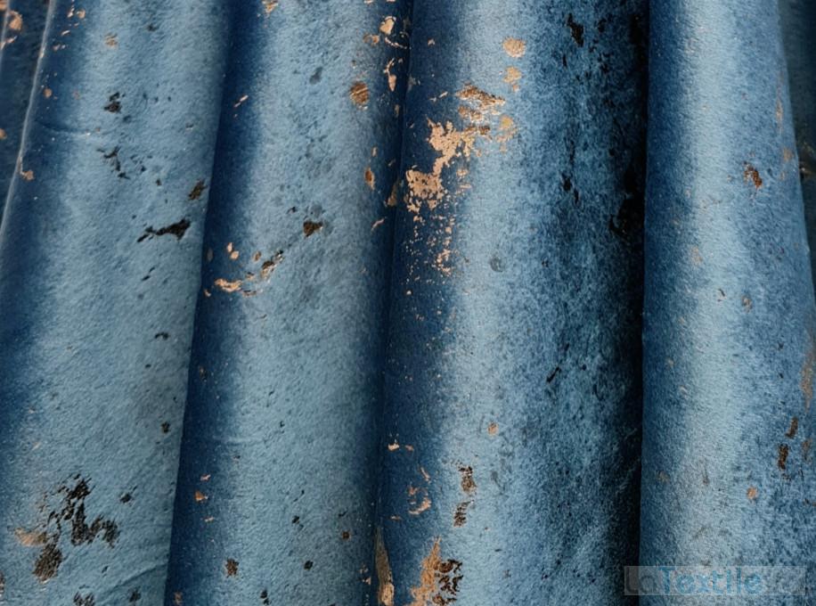 Draperie catifea Glamour turcoaz cu insertii aurii