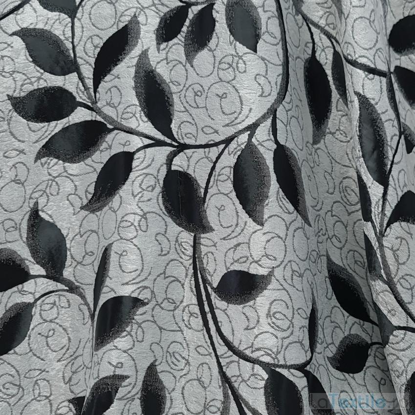 Material draperie cu 2 fete frunze negre