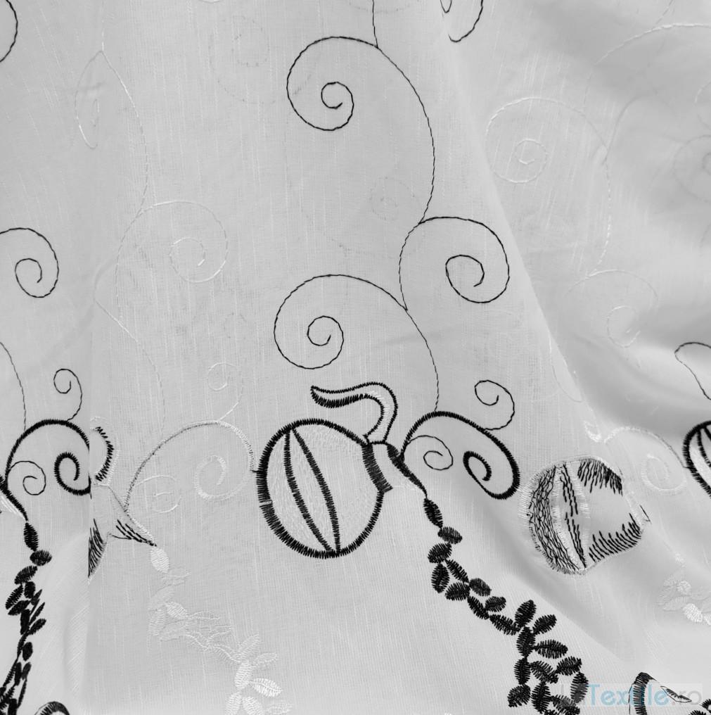Material perdea bucatarie brodata alba