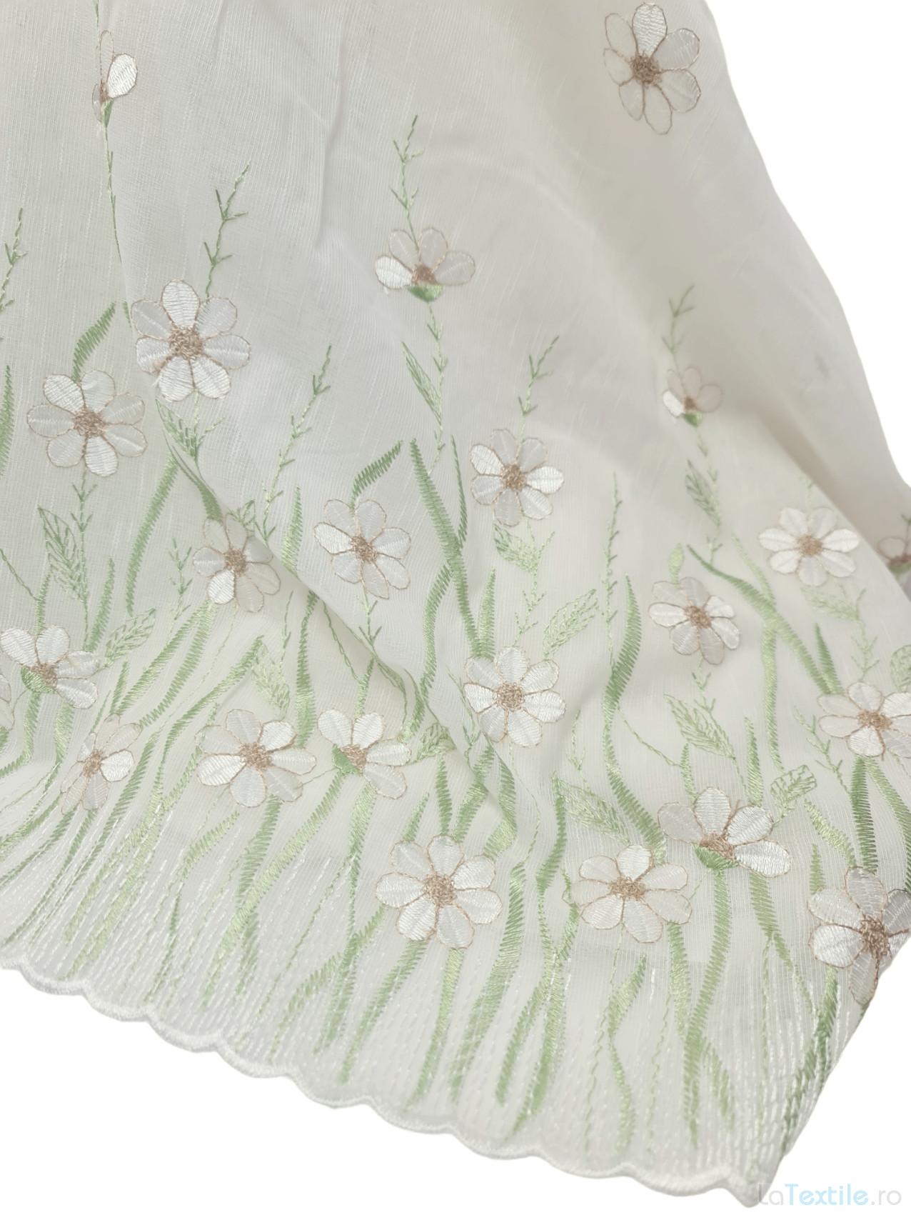 Material perdea bucatarie brodata floricele