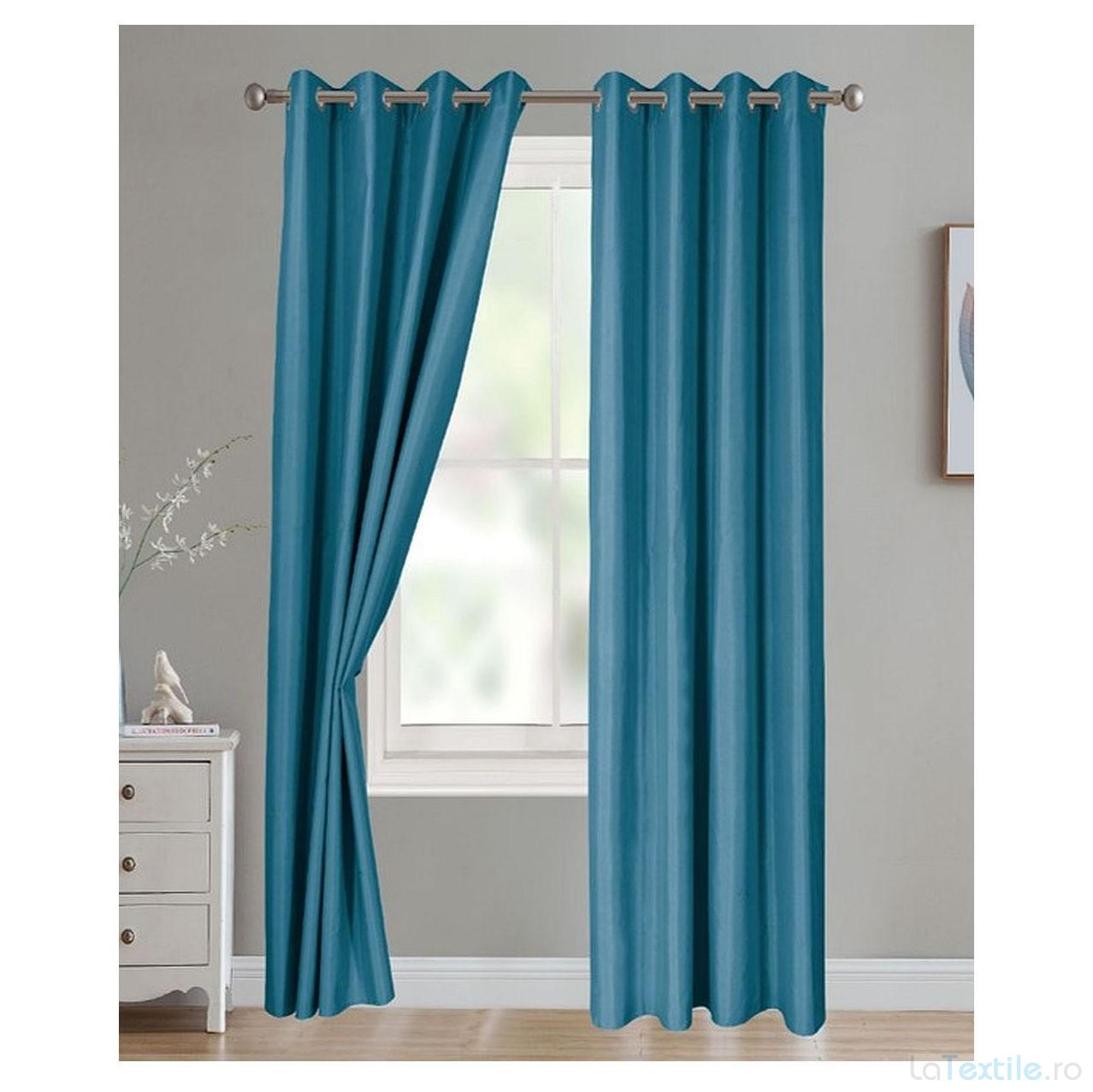 Material decor sau draperie impermeabil albastru petrol 2.80 latime