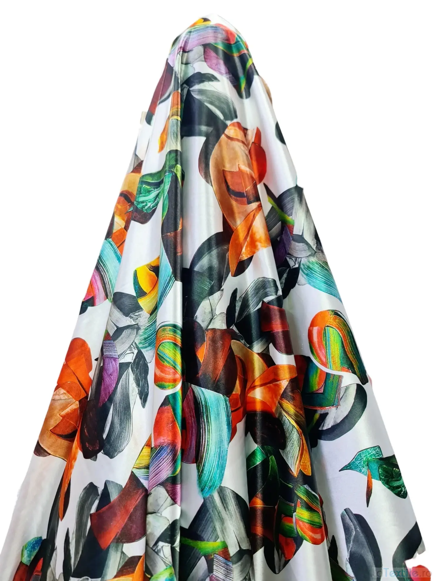 Satin elastic imprimeu geometric multicolor