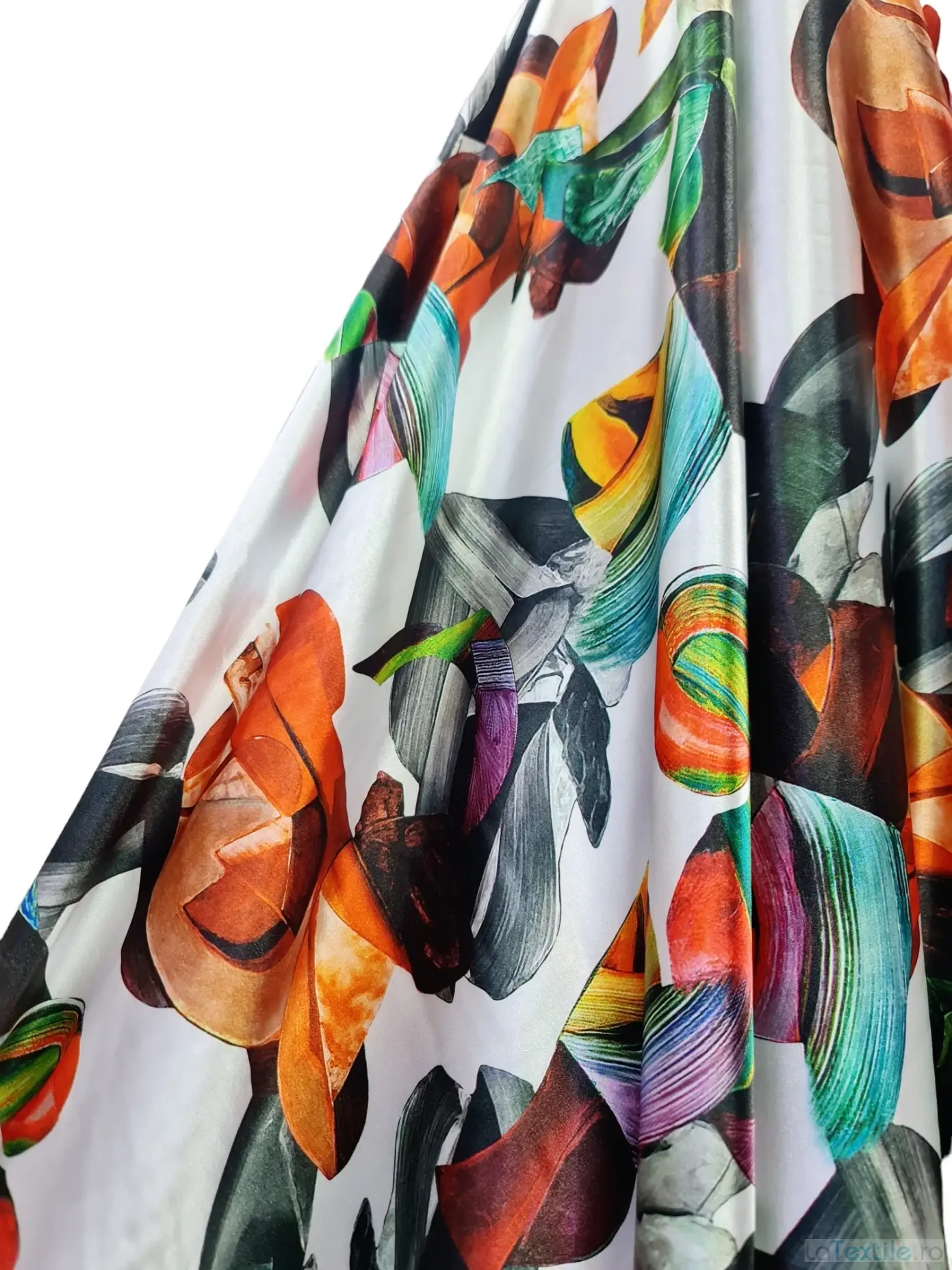 Satin elastic imprimeu geometric multicolor