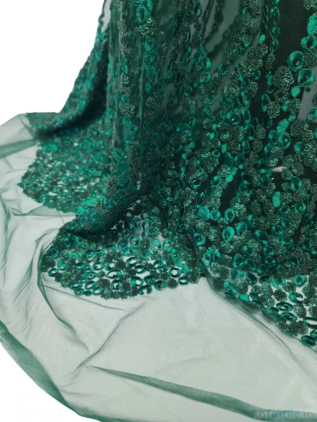 Dantela pe tul verde inchis model lant