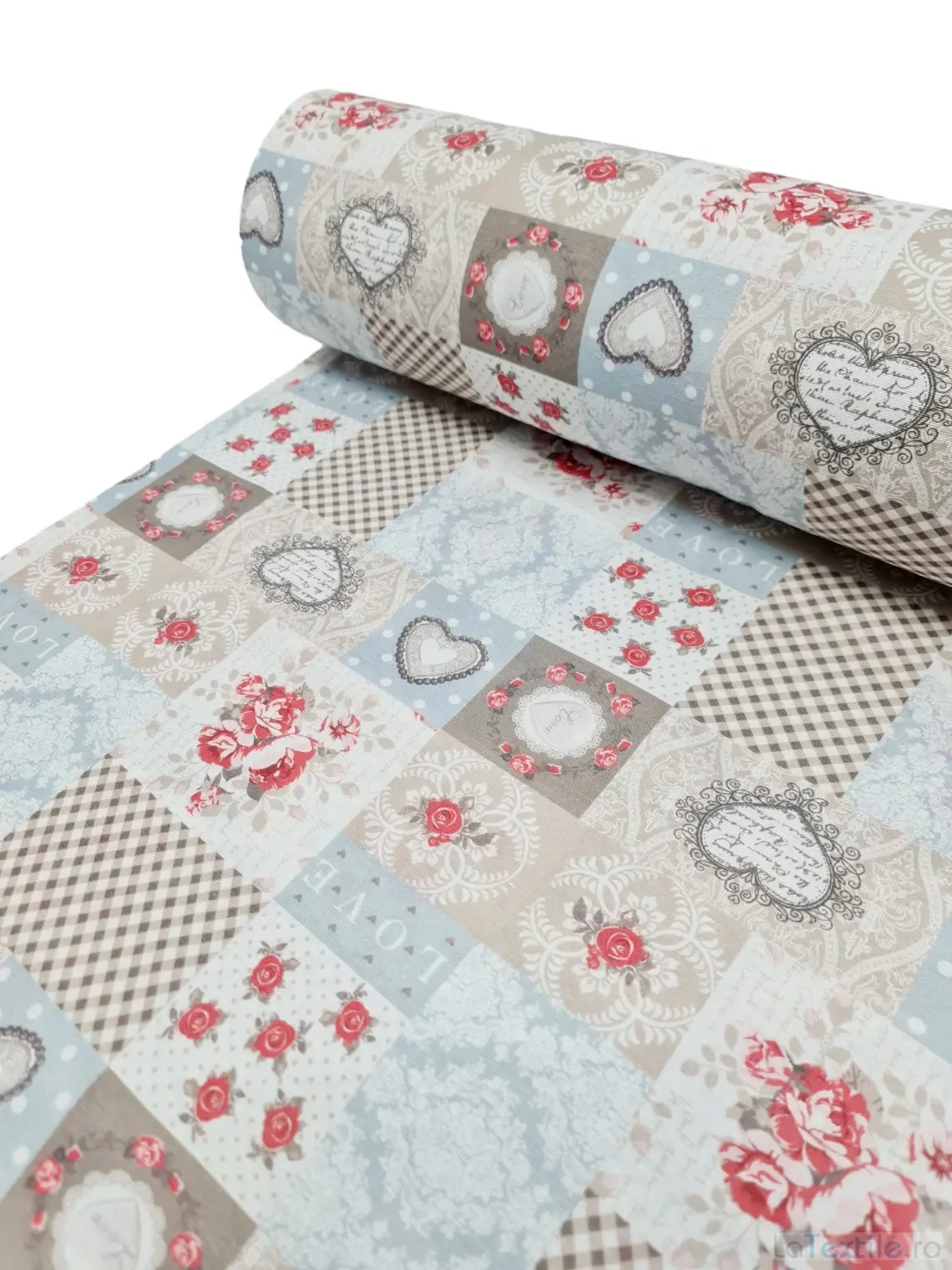 Material Home Decor imprimeu inimioare culori pastel