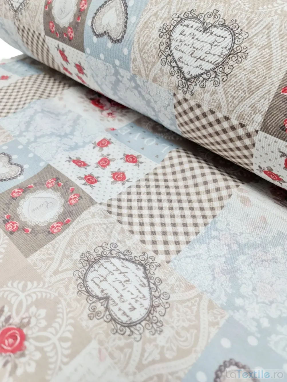Material Home Decor imprimeu inimioare culori pastel