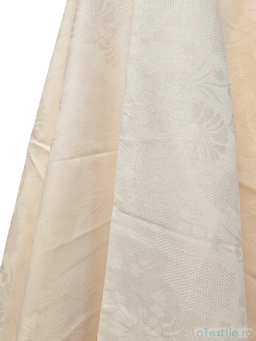 Material Damasc fața de masa somon imprimeu floral
