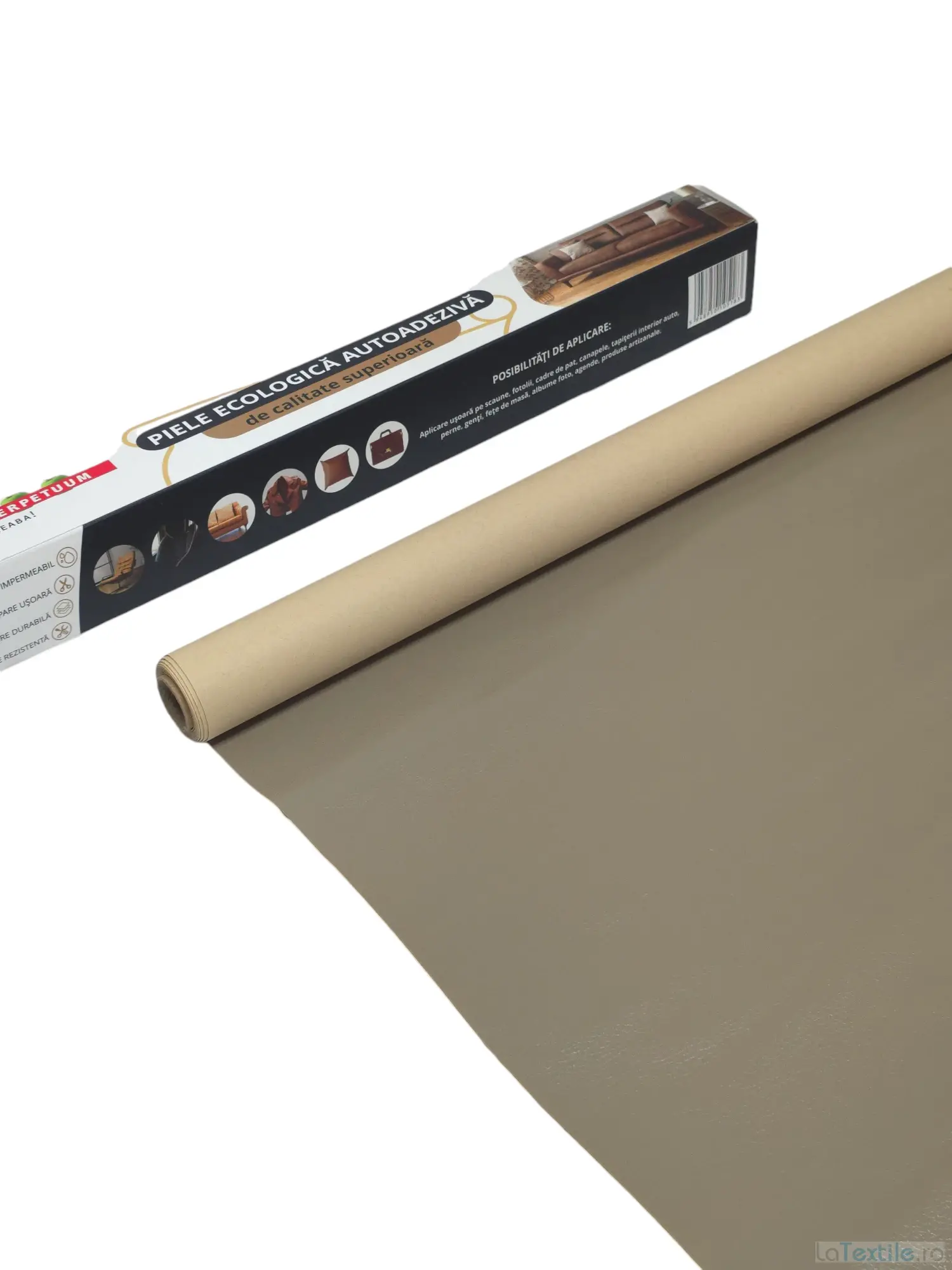 Piele ecologica autoadeziva 50x137cm grej lucios 0.45mm