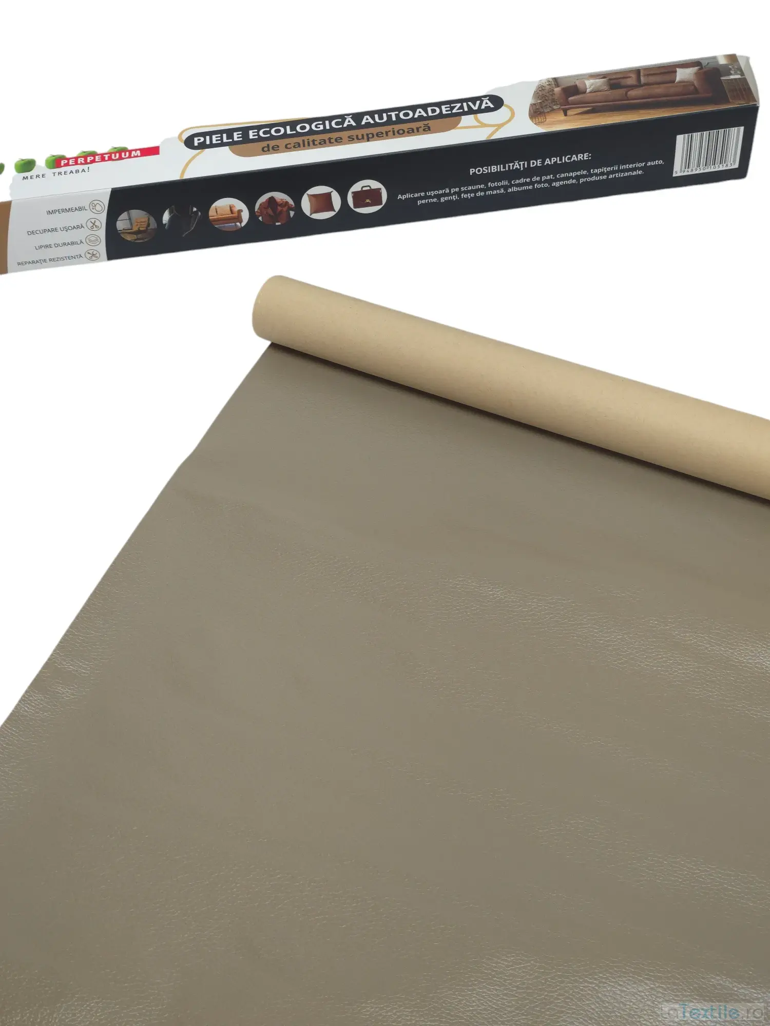 Piele ecologica autoadeziva 50x137cm grej lucios 0.45mm