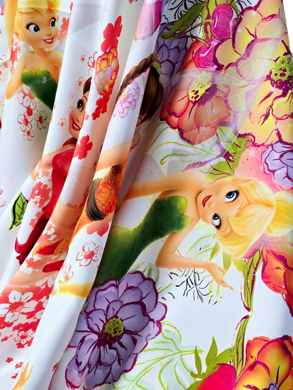 Material draperie satinat imprimeu Tinkerbell
