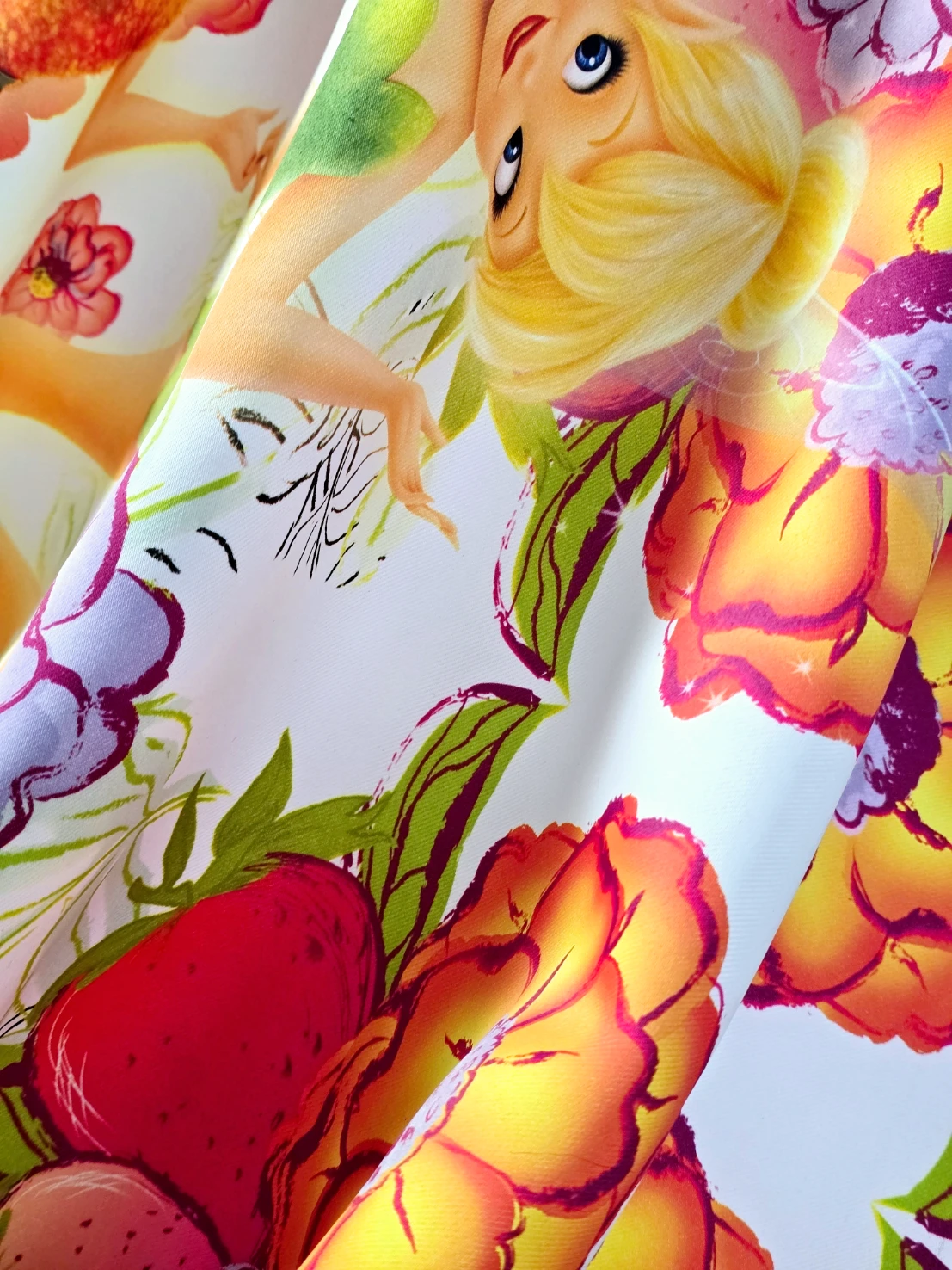 Material draperie satinat imprimeu Tinkerbell