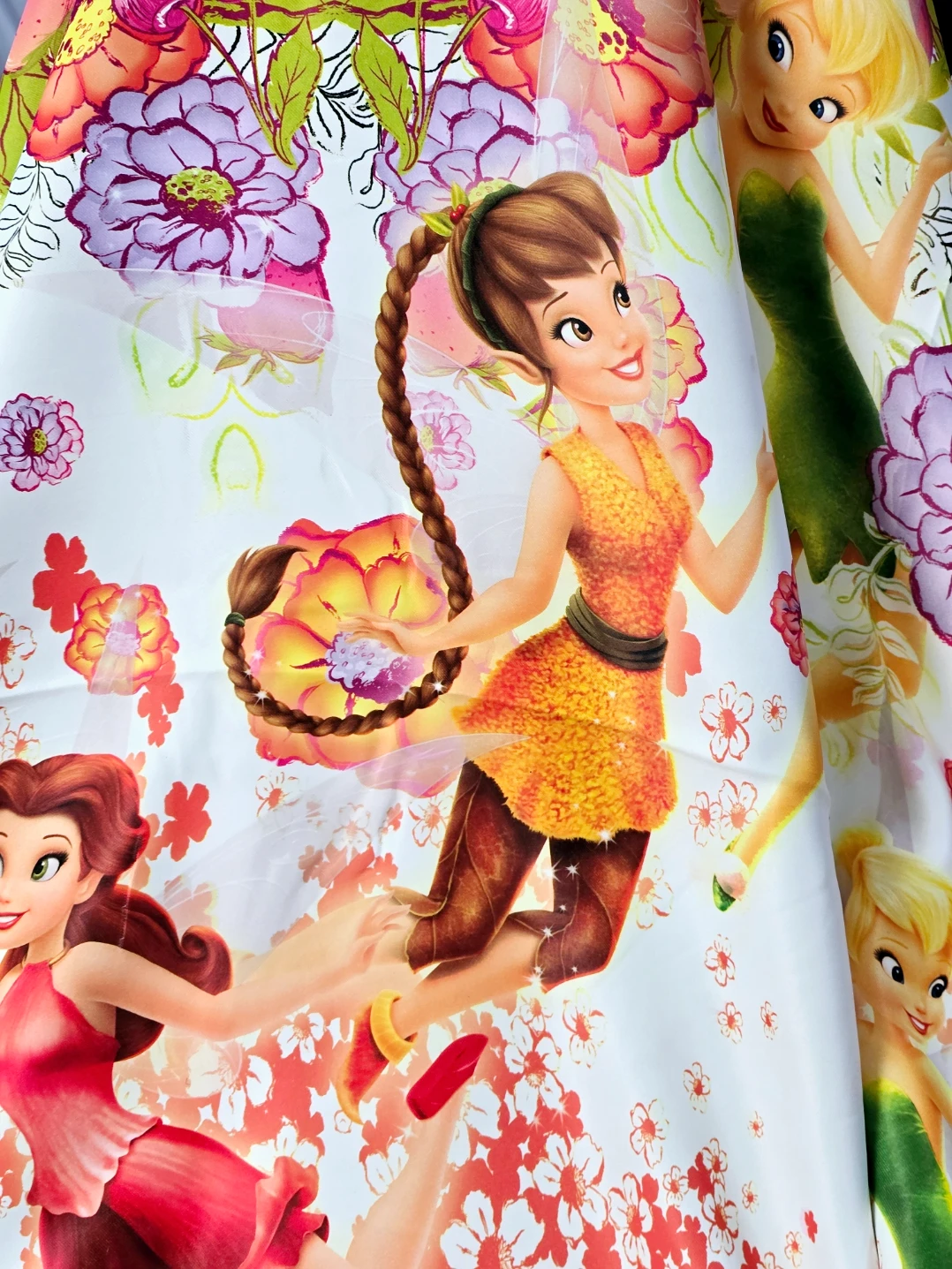 Material draperie satinat imprimeu Tinkerbell