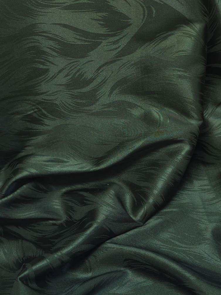 Matase satinata tip jacqard verde