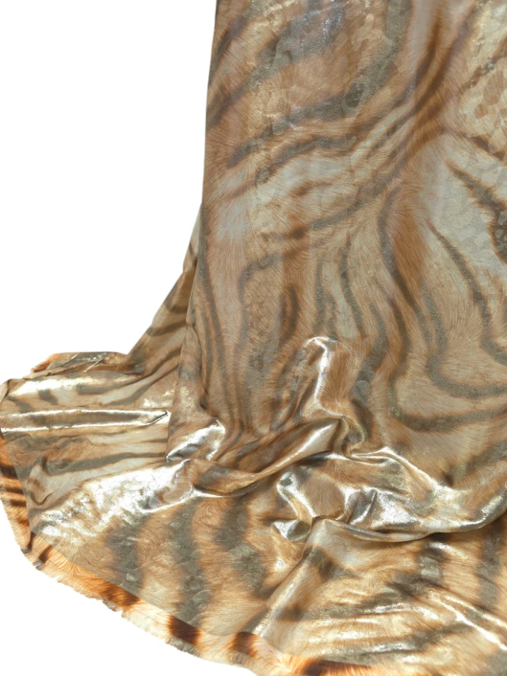 Matase animal print cu pelicula bej