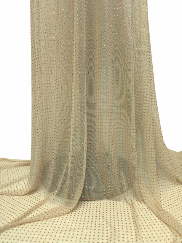 Tulle premium bej cu pietre aplicate