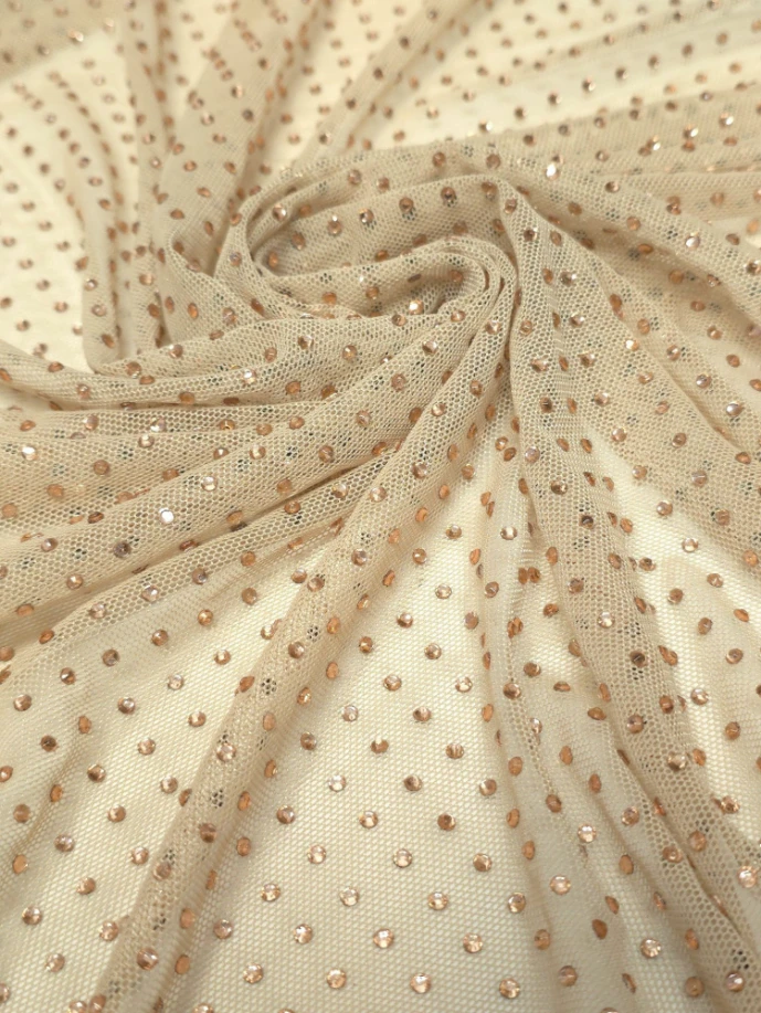 Tulle premium bej cu pietre aplicate