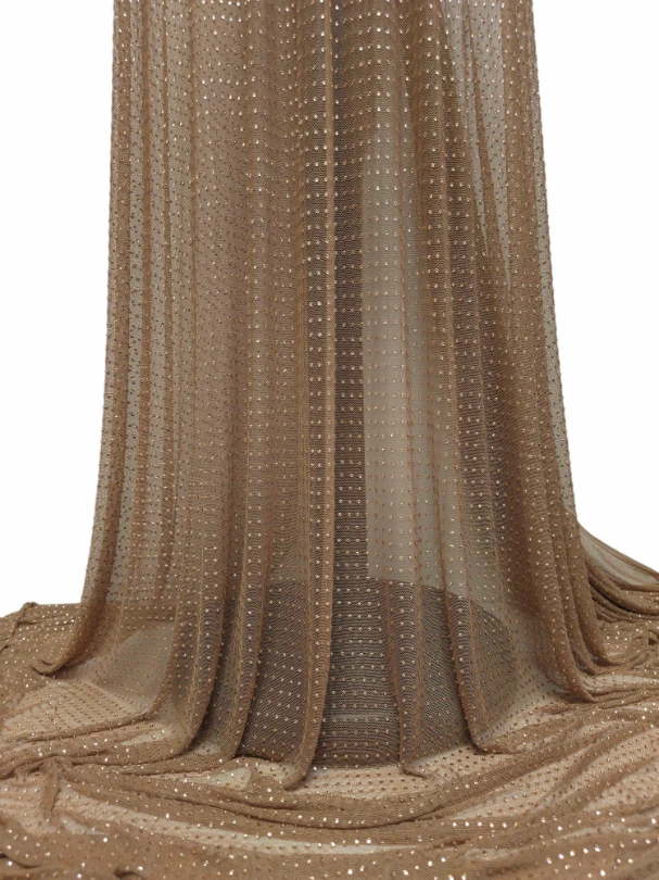 Tulle premium mocha mousse cu pietre aplicate