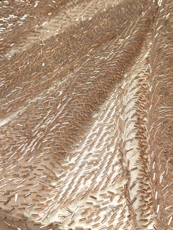 Tulle premium bej cu margele aramii