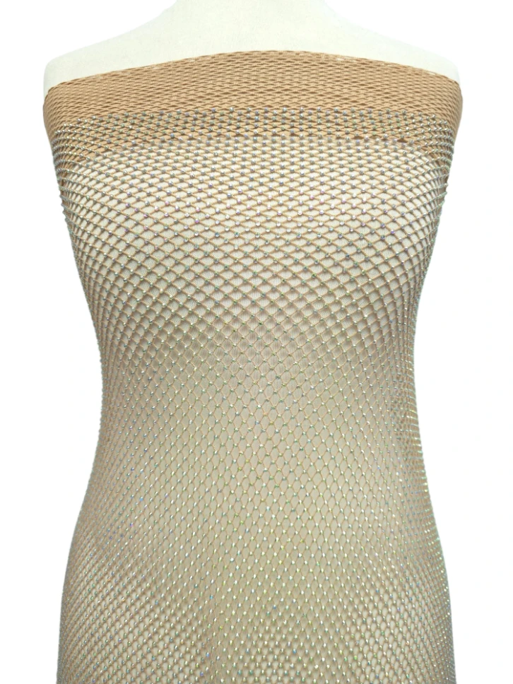 Mesh tesatura plasa bej cu pietricele multicolor